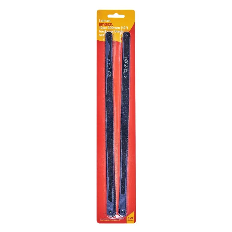 Amtech Heavy Duty Carbon Steel Hacksaw Blades Set Black 300mm Pack of 12 M1200