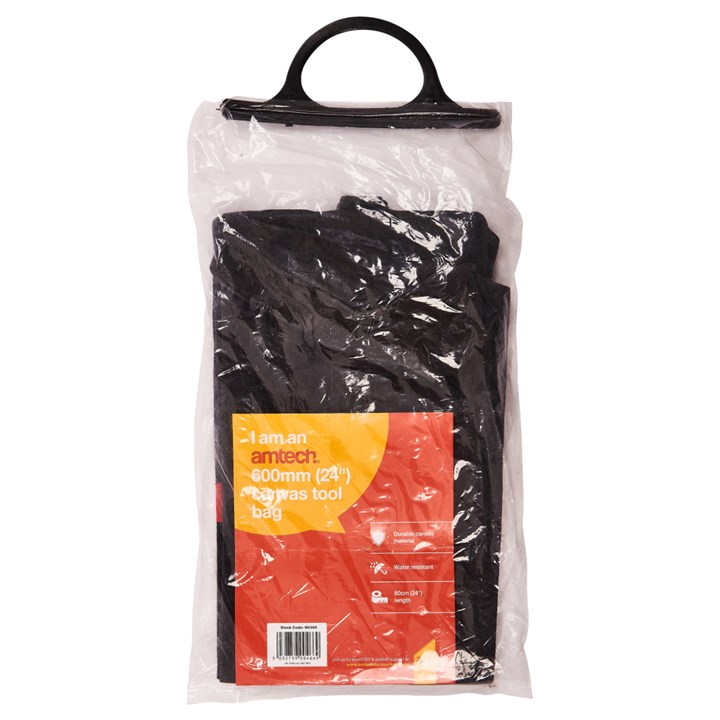 Amtech Zipped Water Resistant Canvas Tool Bag Black 24-Inch N0300 | Durable and Water Resistant
