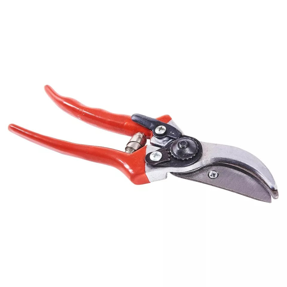 Amtech Heavy Duty Bypass Pruner Red and Silver U0300 | Carbon Steel Blade | Ergonomic Grip Handle | Safety Lock Switch