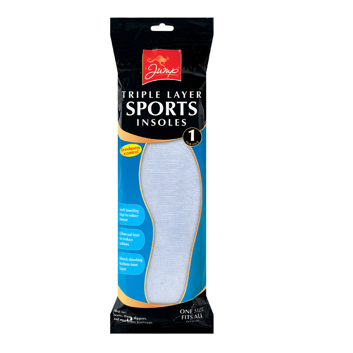 151 Jump Triple Layer Sports Shoe Insoles White One Pair JMP1001A