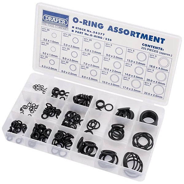 Draper O-Ring Assortment Black Pack of 225 56377