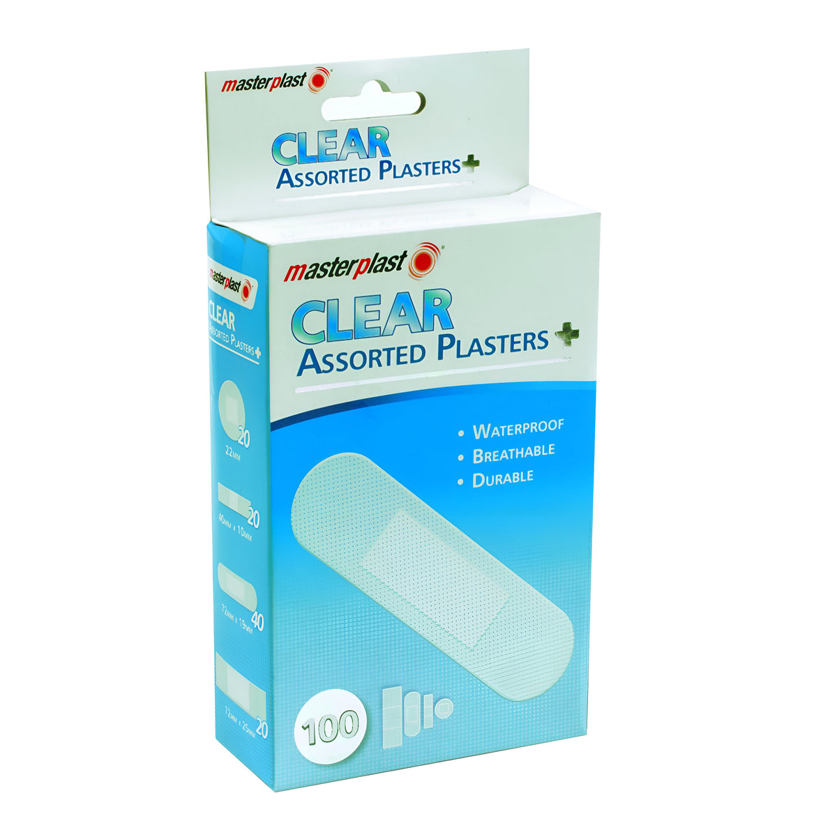151 Masterplast Assorted Plasters Clear Pack of 100 MP1068 | Waterproof | Breathable | Durable