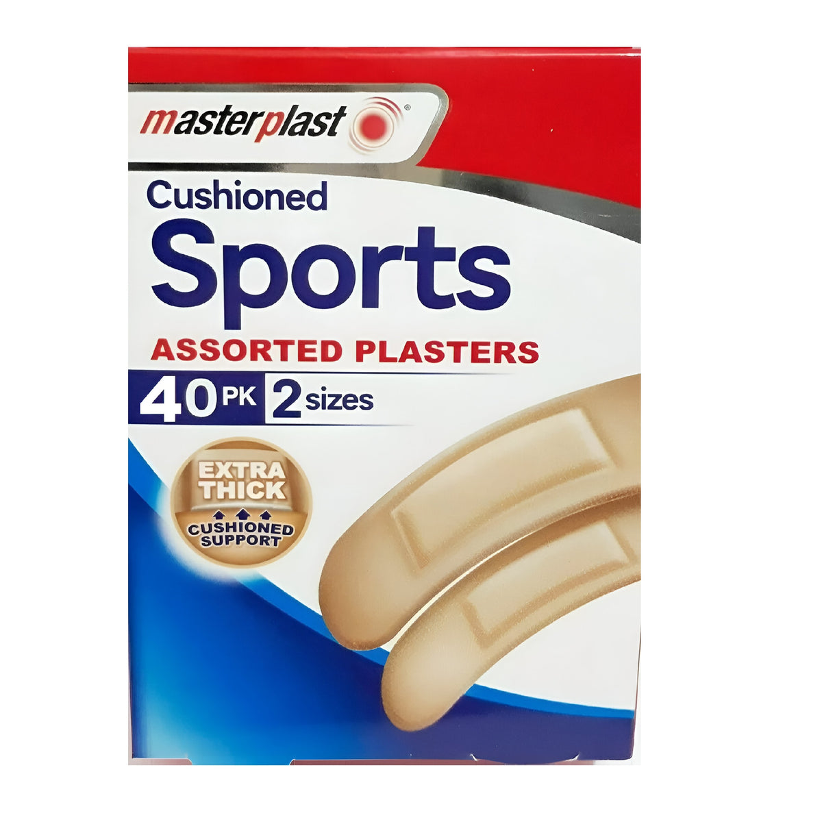 51 MasterPlast Cushioned Sports Assorted Plasters Brown Pack of 40 MP1095 | Extra Thick | Cushioned Support