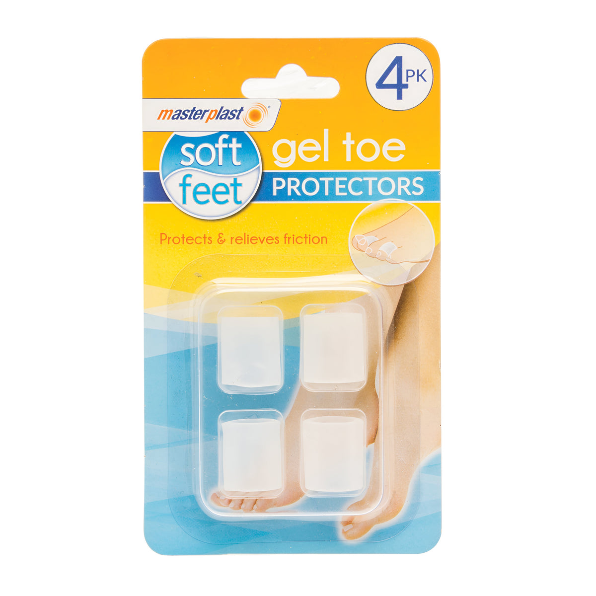 151 Masterplast Soft Feet Silicone Gel Toe Protectors Clear Pack of 4 MP1106 | Protects and Relieves Friction