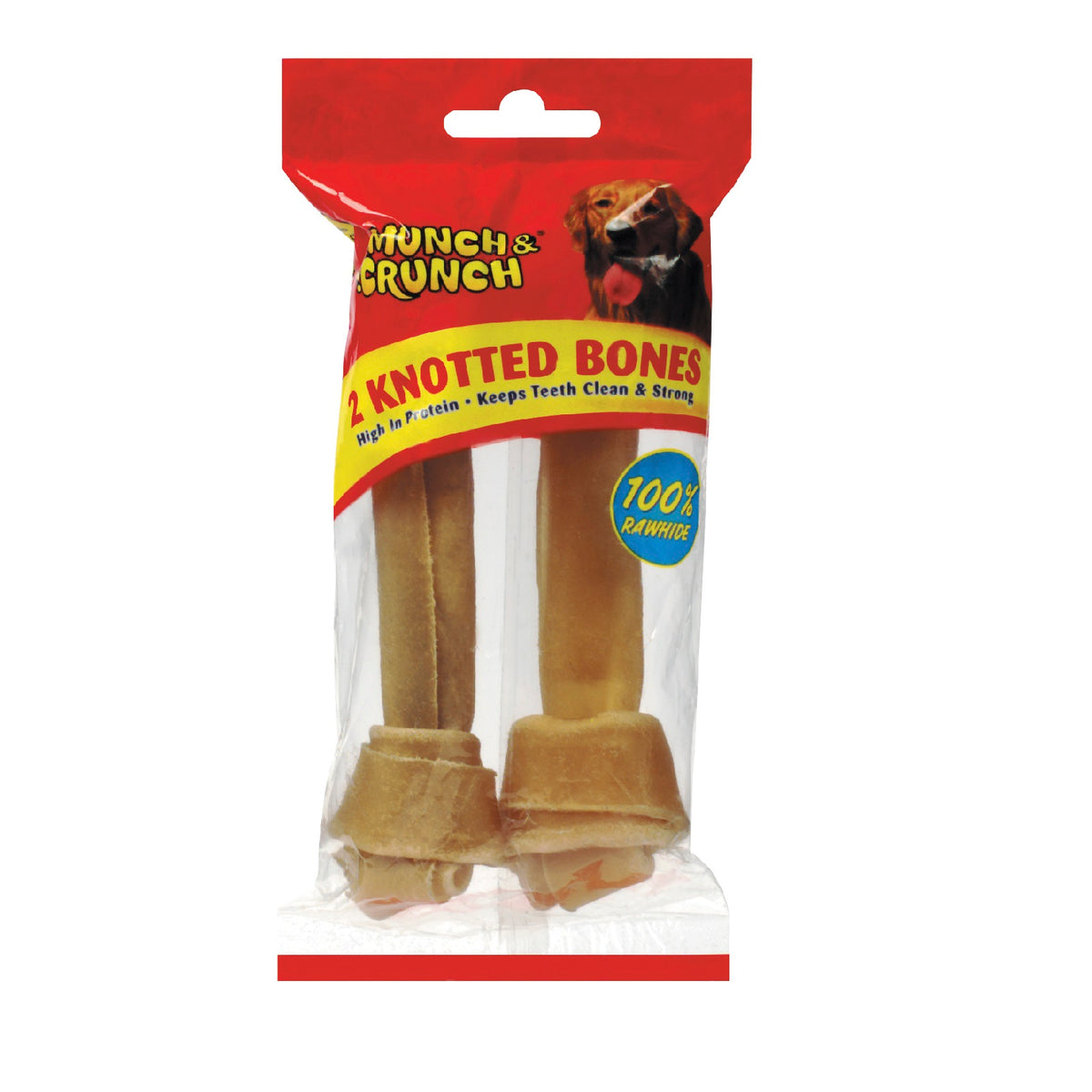 151 Munch and Crunch Natural Knotted Bone Brown 6-Inch 85g Pack of 2 1118 | High in Protein | Keeps Teeth Clean and Strong | 100% Rawhide