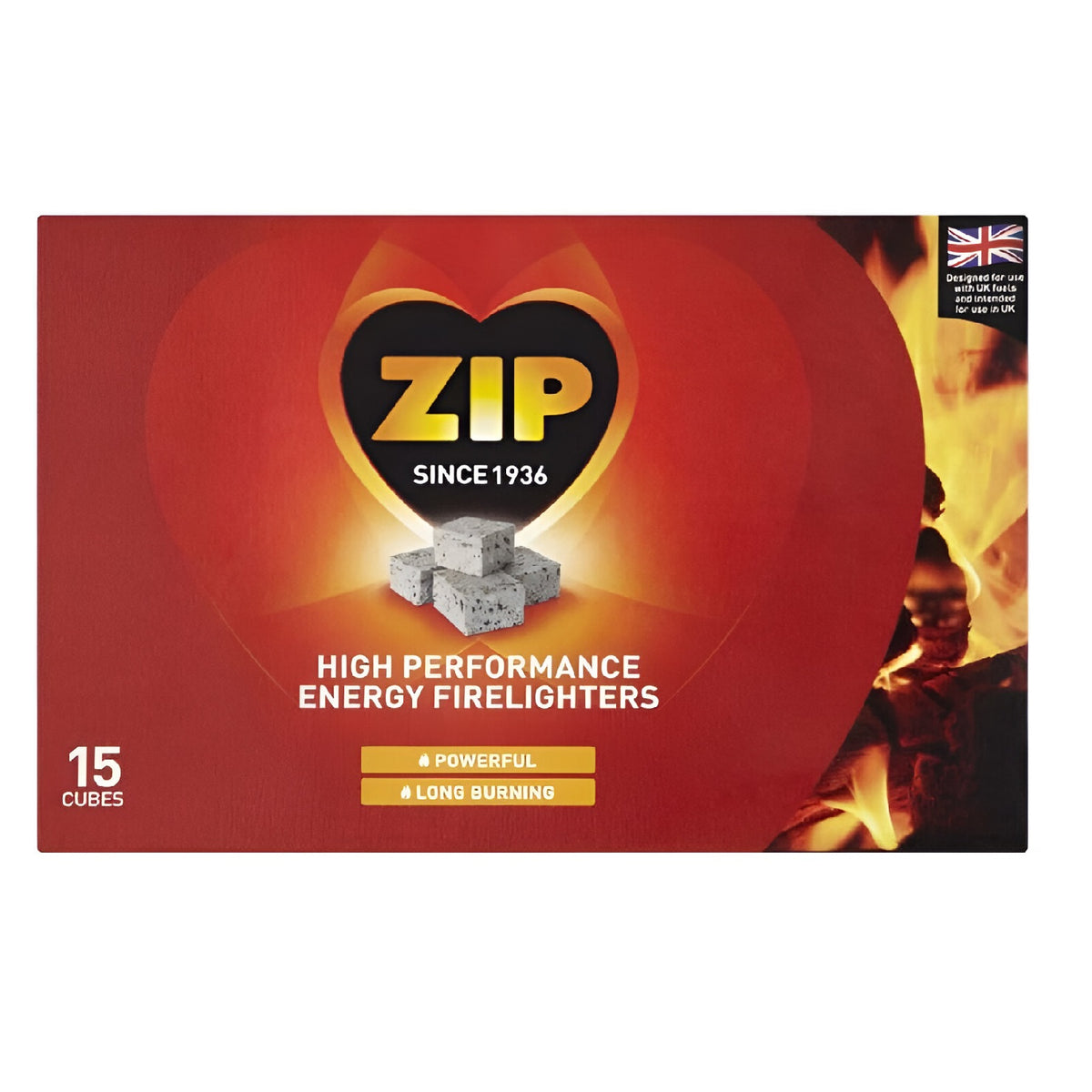 Zip High Performance Energy Firelighters Pack of 15 Cubes 04104 | Powerful | Long Burning