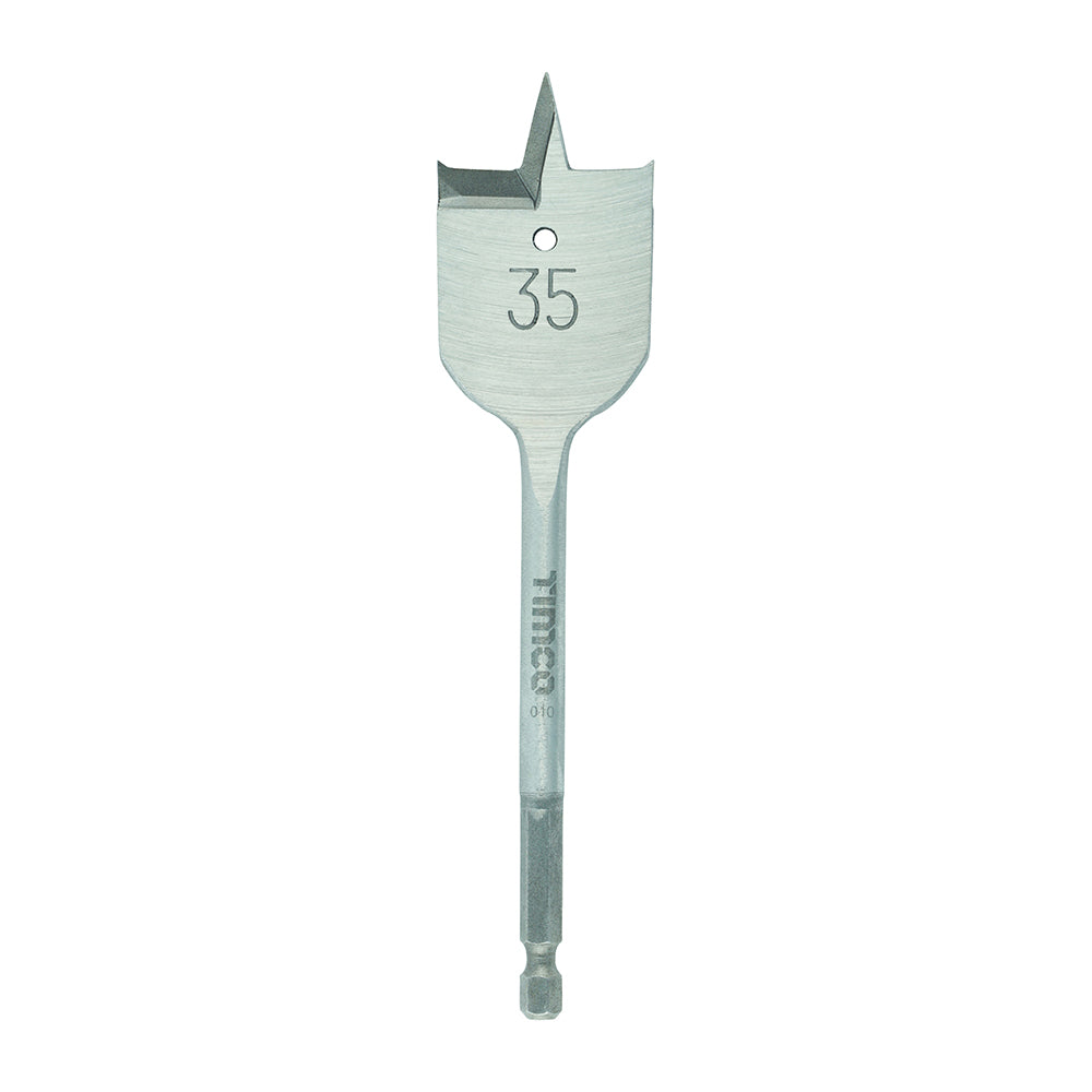 Timco Carbon Steel Flat Wood Bit Metallic Silver 35mm x 152mm FB35 | For Hardwood-Softwood and Man-made Board