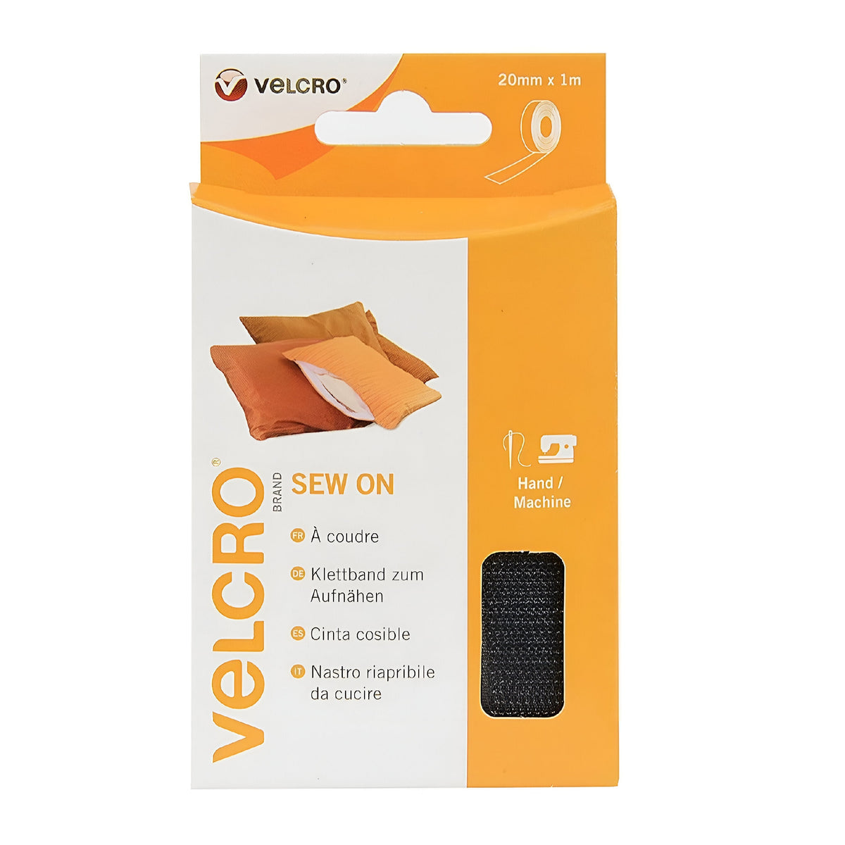 Velcro Hook and Loop Tape Sew On Black 20mm x 1cm EC60299