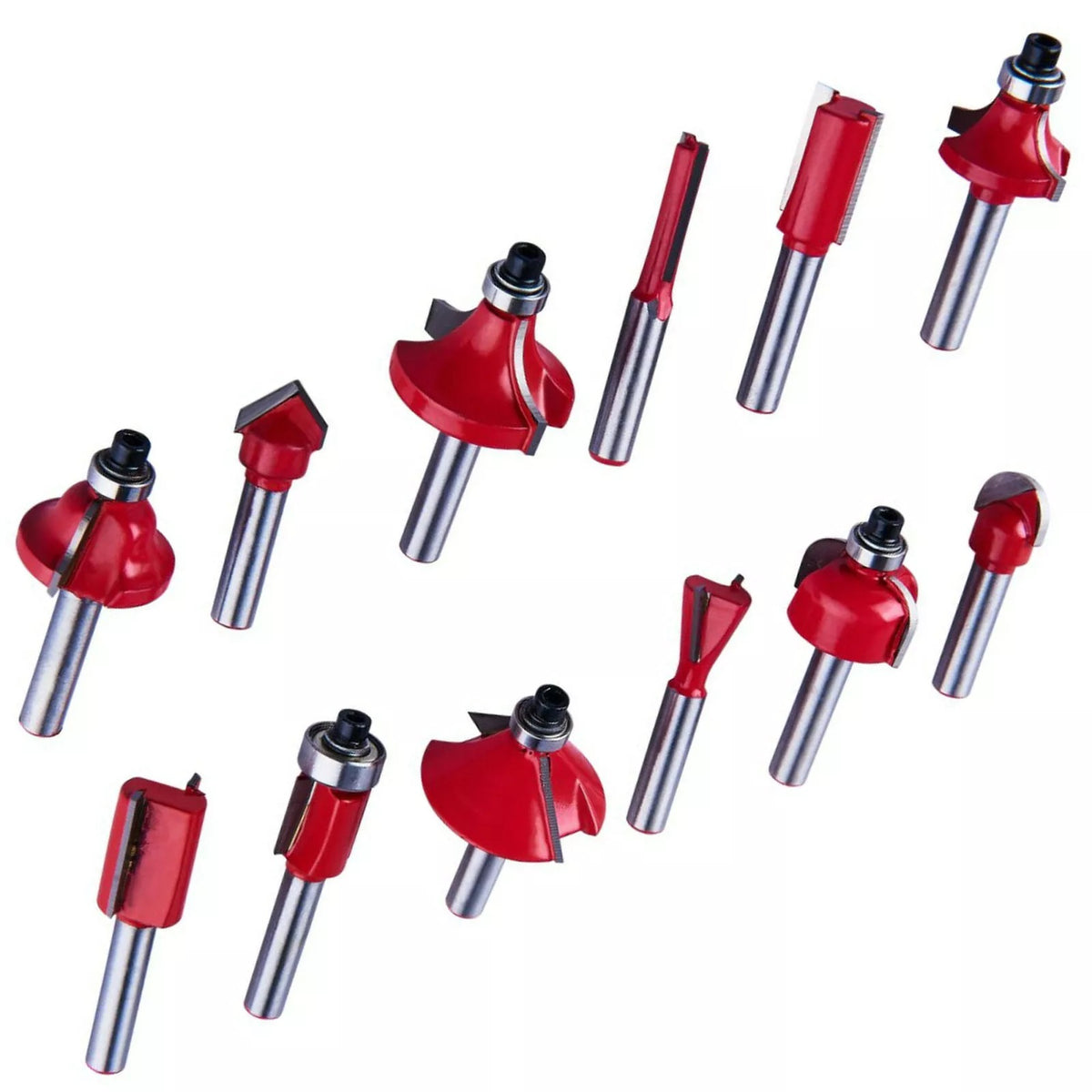Amtech Router Bit Set Red and Silver Pack of 12 F3700