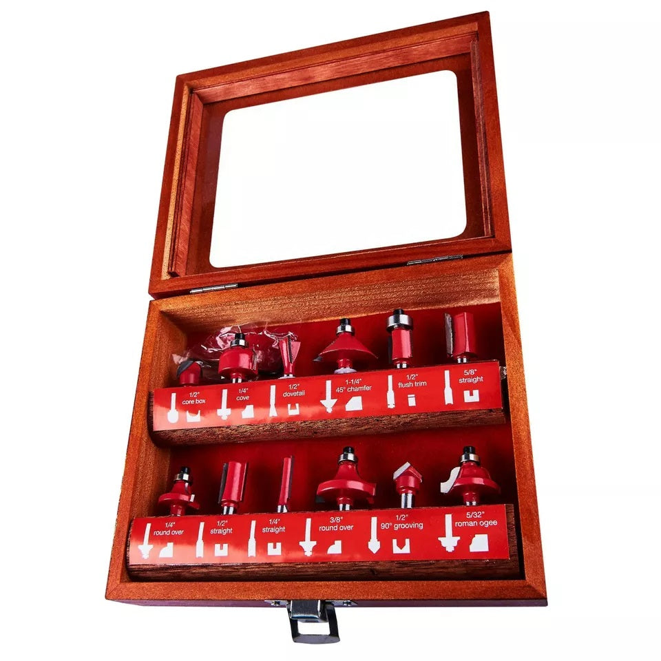 Amtech Router Bit Set Red and Silver Pack of 12 F3700