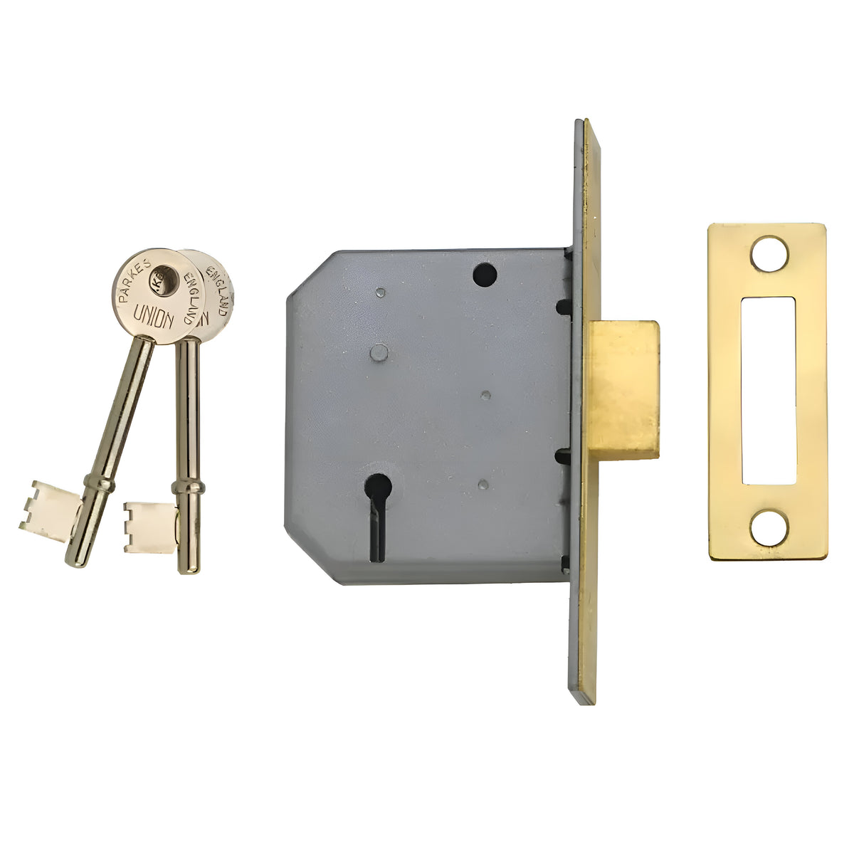 Union 3 Lever Mortice Deadlock With Two Keys Satin Chrome 2.5-Inch Y2177-SC-2.50