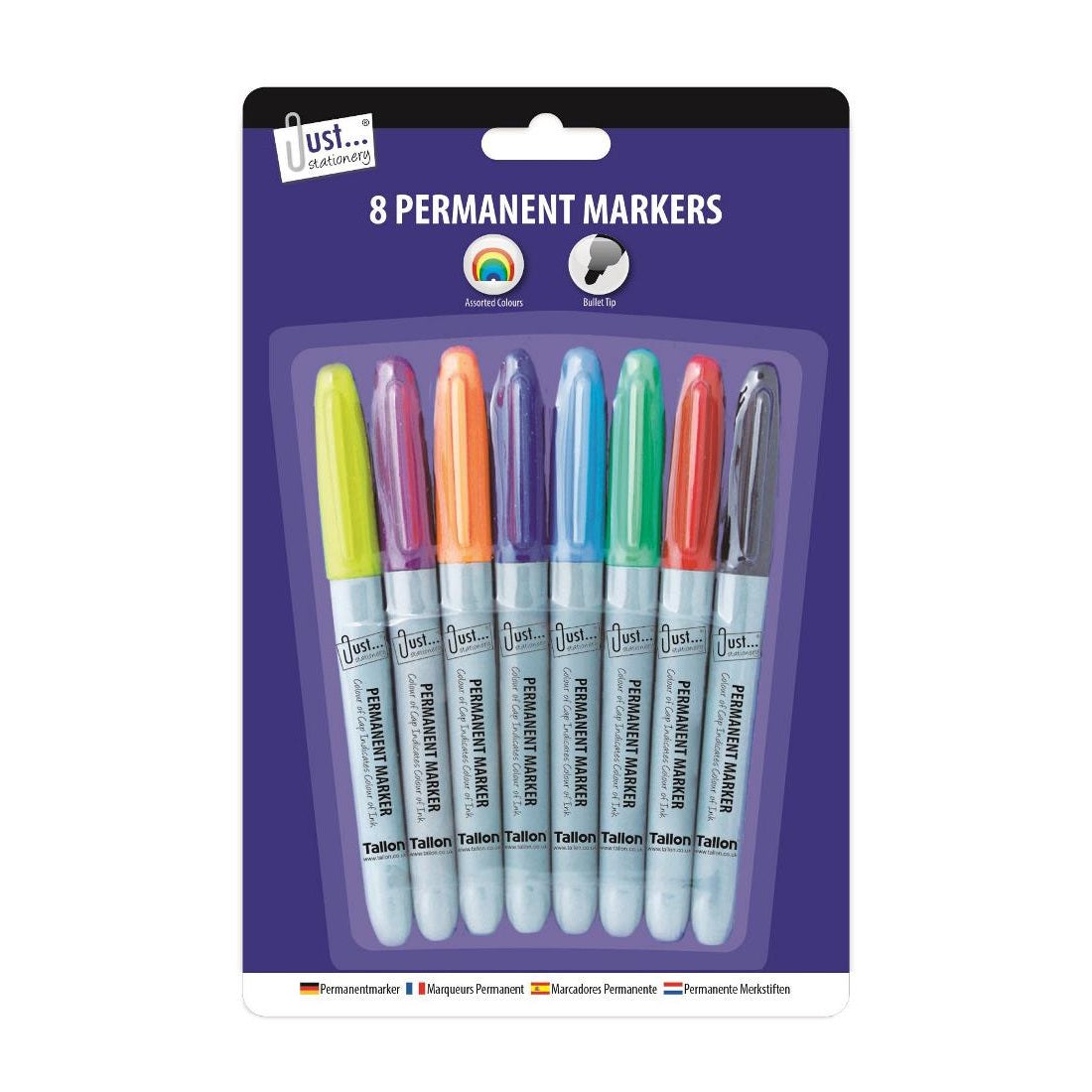 Tallon Bullet Tip Permanent Markers Assorted Colours Pack of 8 5635