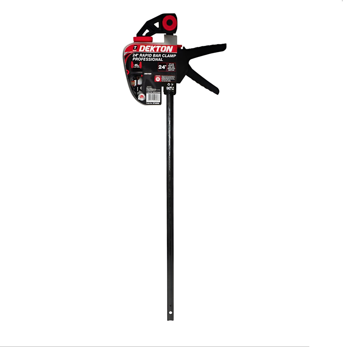 Dekton Rapid Bar Clamp Professional Black 24-inch DT40506 | 45kg of Clamp Force | Nylon Handle | Abs Rotation Button