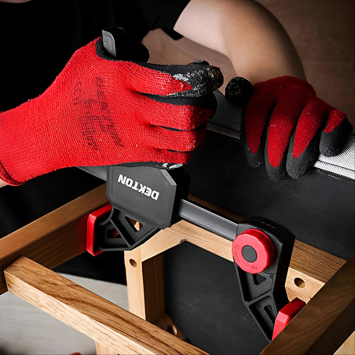 Dekton Rapid Bar Clamp Professional Black 24-inch DT40506 | 45kg of Clamp Force | Nylon Handle | Abs Rotation Button