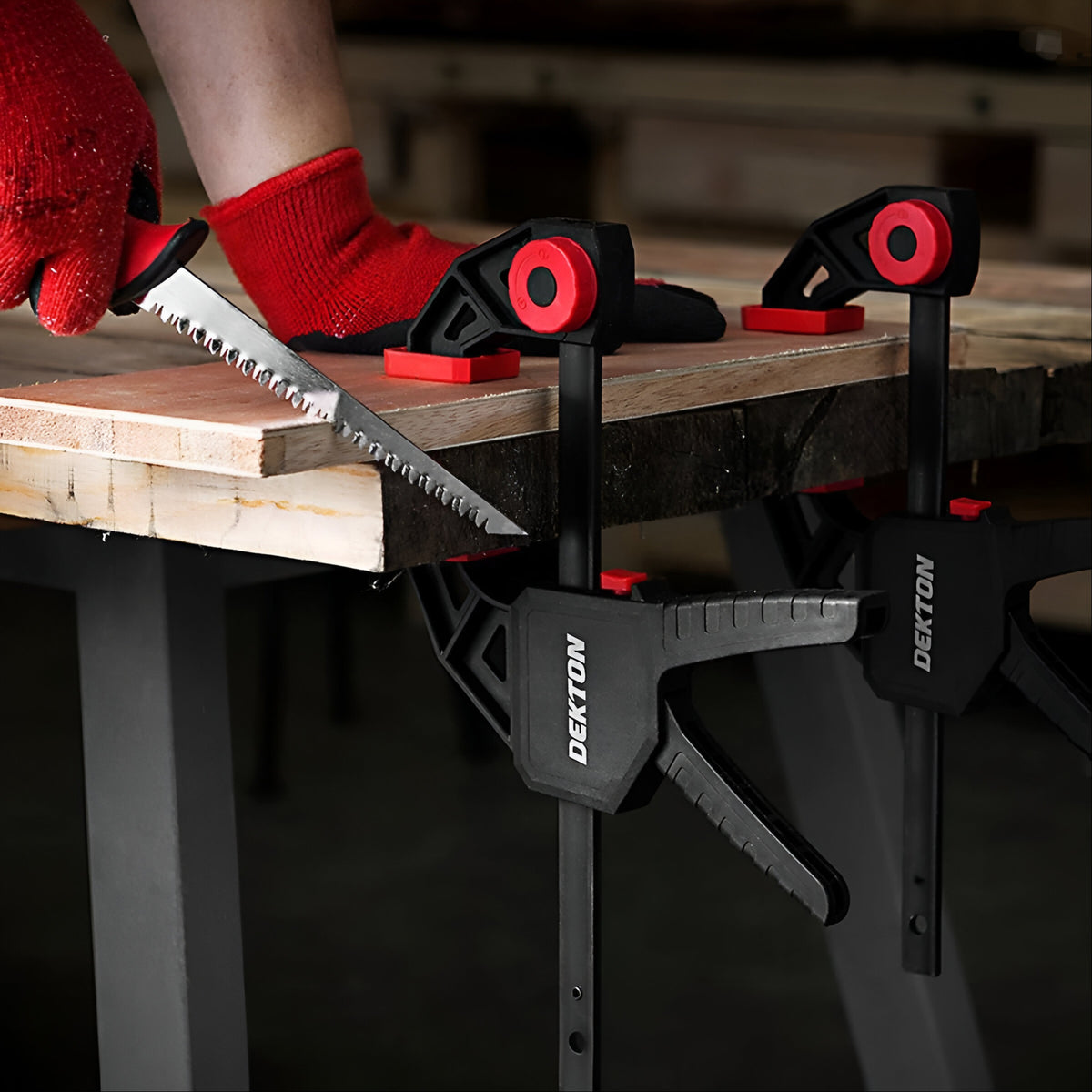Dekton Rapid Bar Clamp Professional Black 24-inch DT40506 | 45kg of Clamp Force | Nylon Handle | Abs Rotation Button