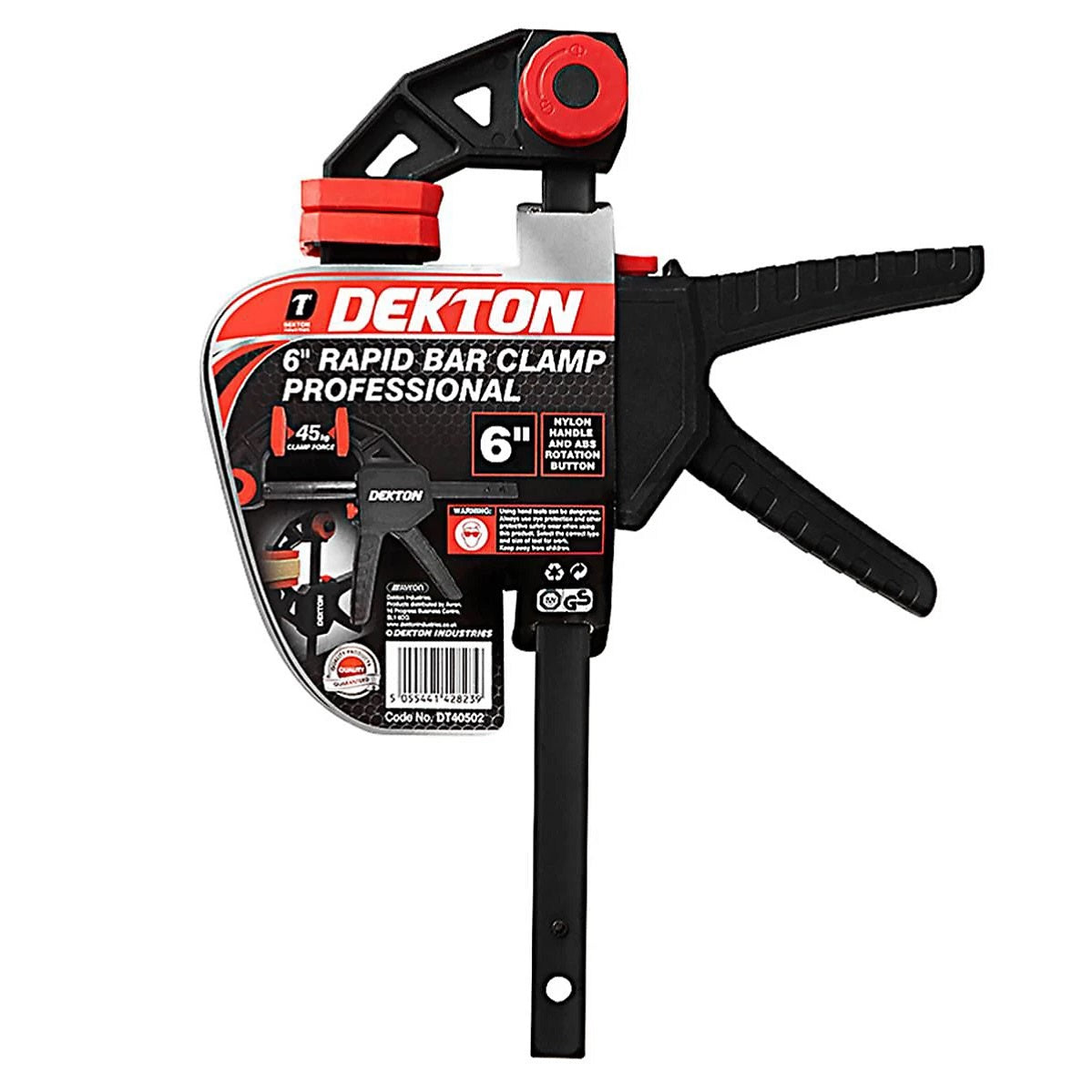 Dekton Rapid Bar Clamp Professional Black 6-inch DT40502 | 45kg of Clamp Force | Nylon Handle | Abs Rotation Button