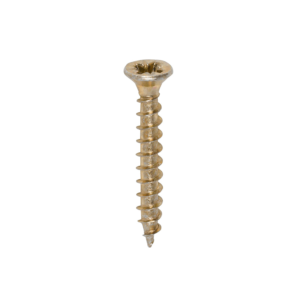 Timco Solo Zinc Plzted PZ Double Countersunk Chipboard and Woodscrews Golden 3.5mm x 25mm Pack of 200 35025SOLOC | Driver Bit Size - PZ2