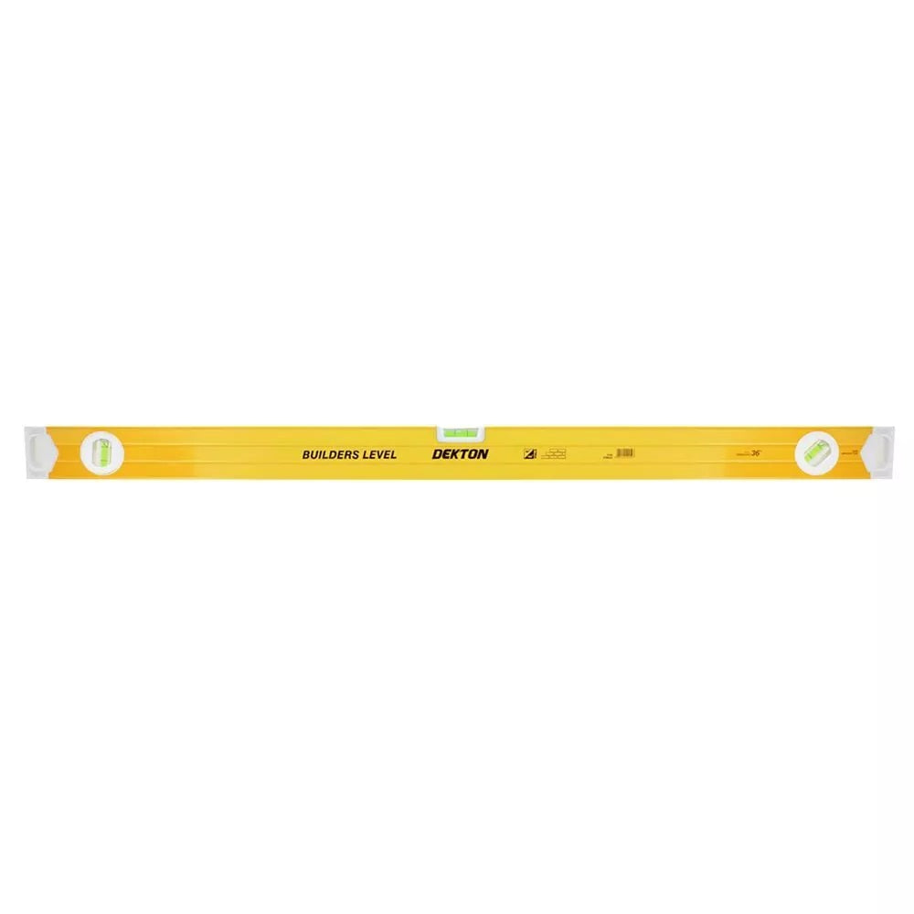 Dekton Builders Level with 3 Angle Horizontal Vertical Vials Yellow 36-Inch DT55254
