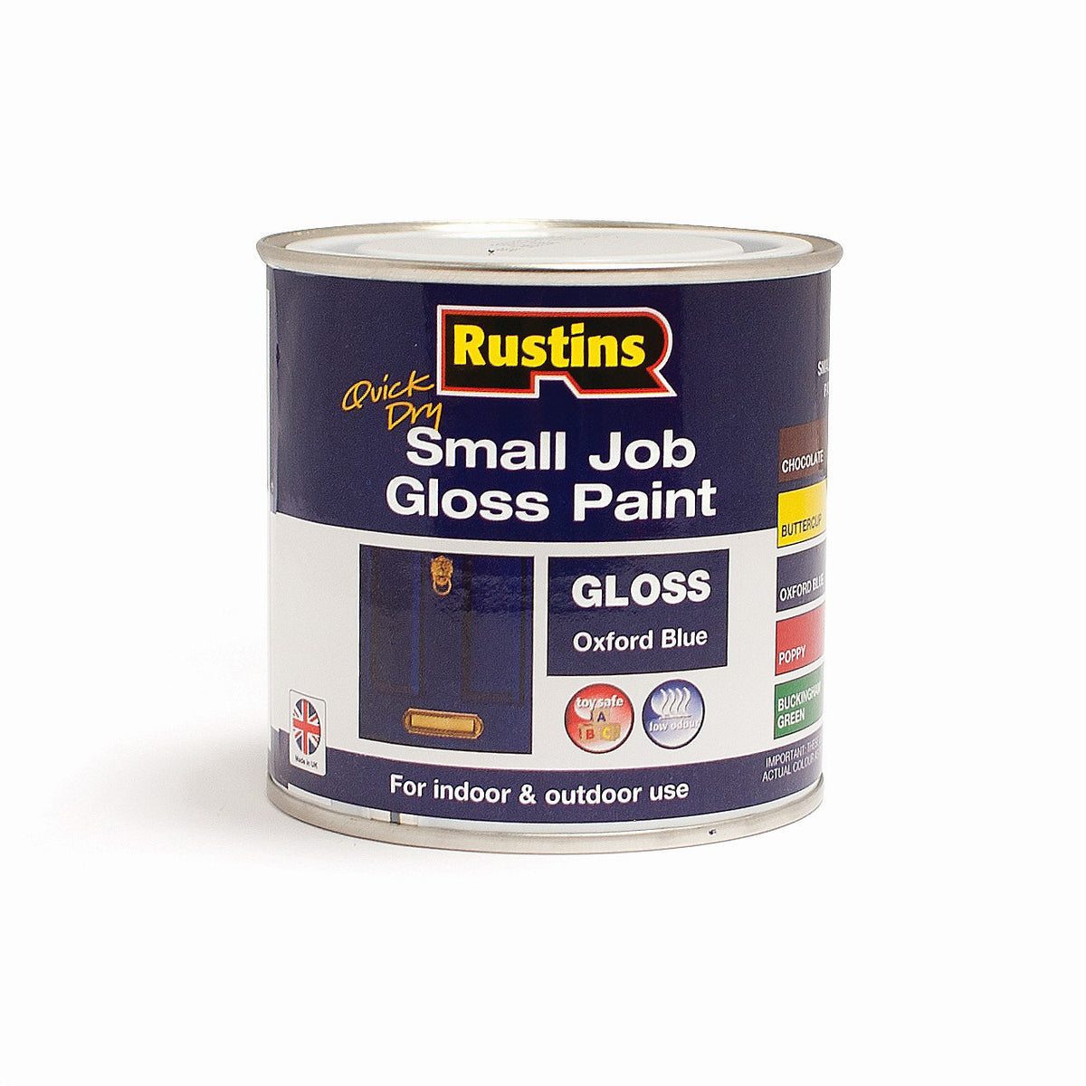 Rustins Quick Dry Small Job Gloss Paint Oxford Blue 250ml GPOBW250 | For Indoor and Outdoor Use | Low Odour | Toy Safe