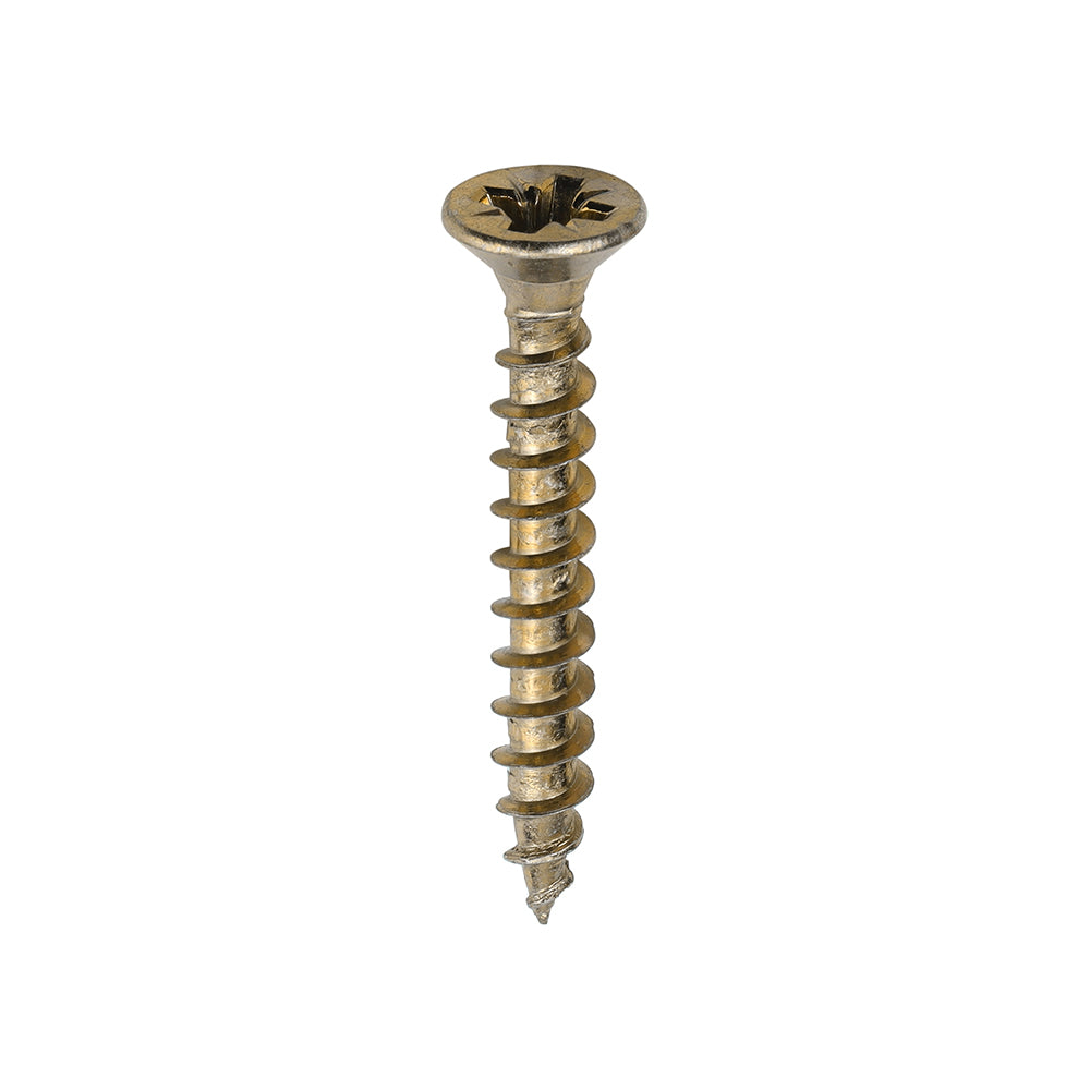 Timco Solo Zinc Plated PZ Double Countersunk Chipboard and Woodscrews Golden 4mm x 30mm Pack of 200 40030SOLOC | Driver Bit Size - PZ2