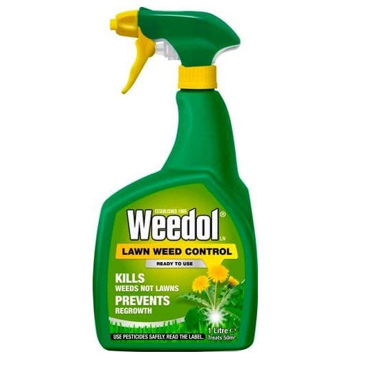 Weedol Ready to Use Lawn Weed Killer Green 1Ltr LB18538 | Kills Weeds Not Lawns | Prevents Regrowth