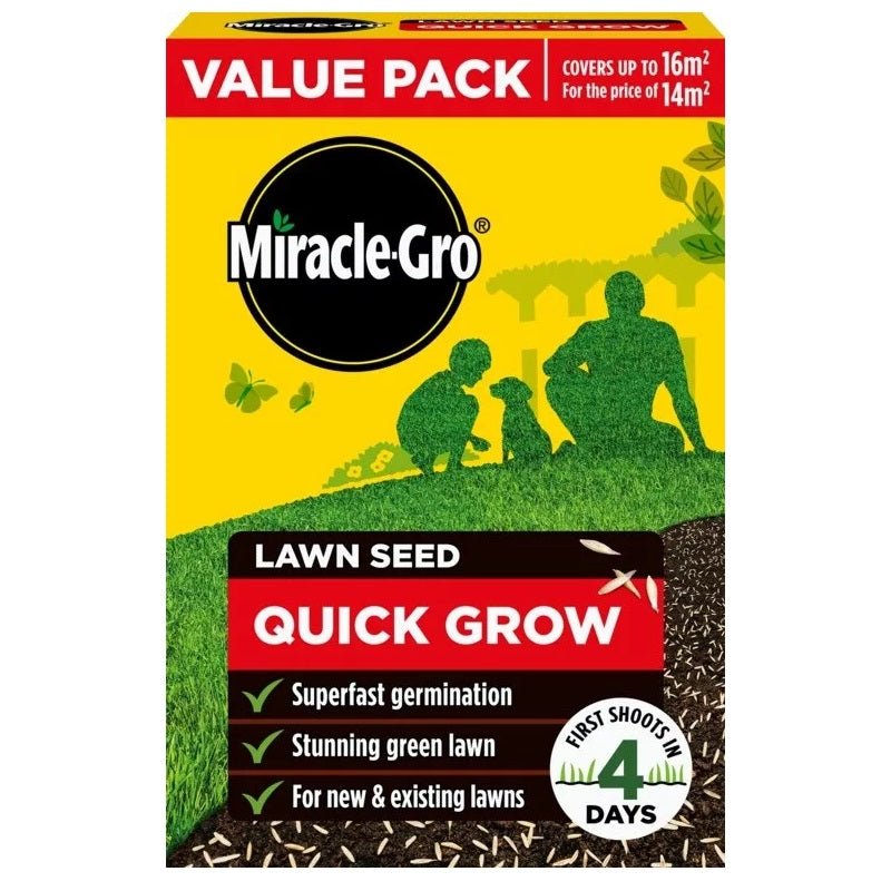Miracle-Gro Quick Grow Lawn Seed 480g CC10725 | Superfast Germination | Stunning Green Lawn | For New and Existing Lawns