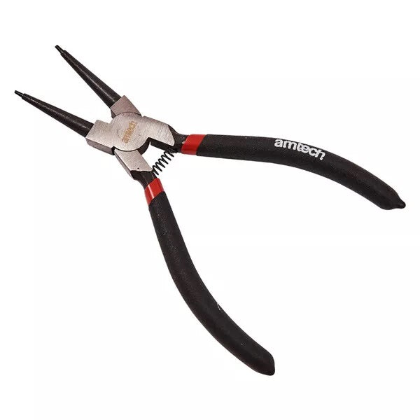 Amtech Straight Tip Internal Circlip Plier Black and Silver 6-Inch W5900 | Drop Forged Heat Treated Steel | Non Slip Grip | Spring Loaded