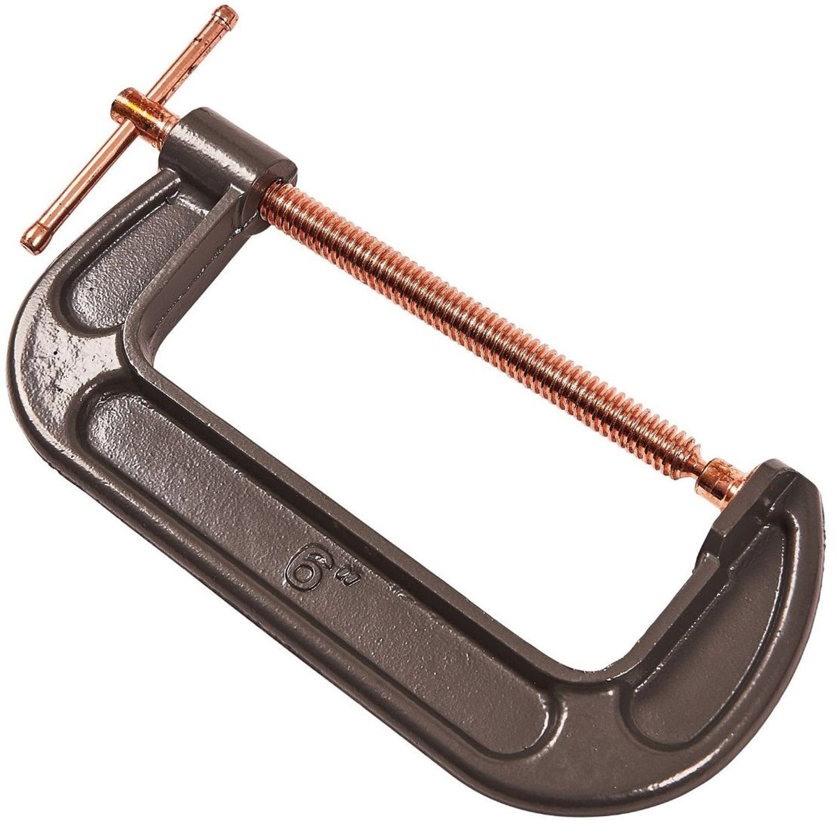 Amtech Heavy Duty G-Clamp Copper and Black 6-Inch W5800 | Copper Coated Steel Spindel and Handle for Corrosion Resistance | Strong Forged Steel Frame