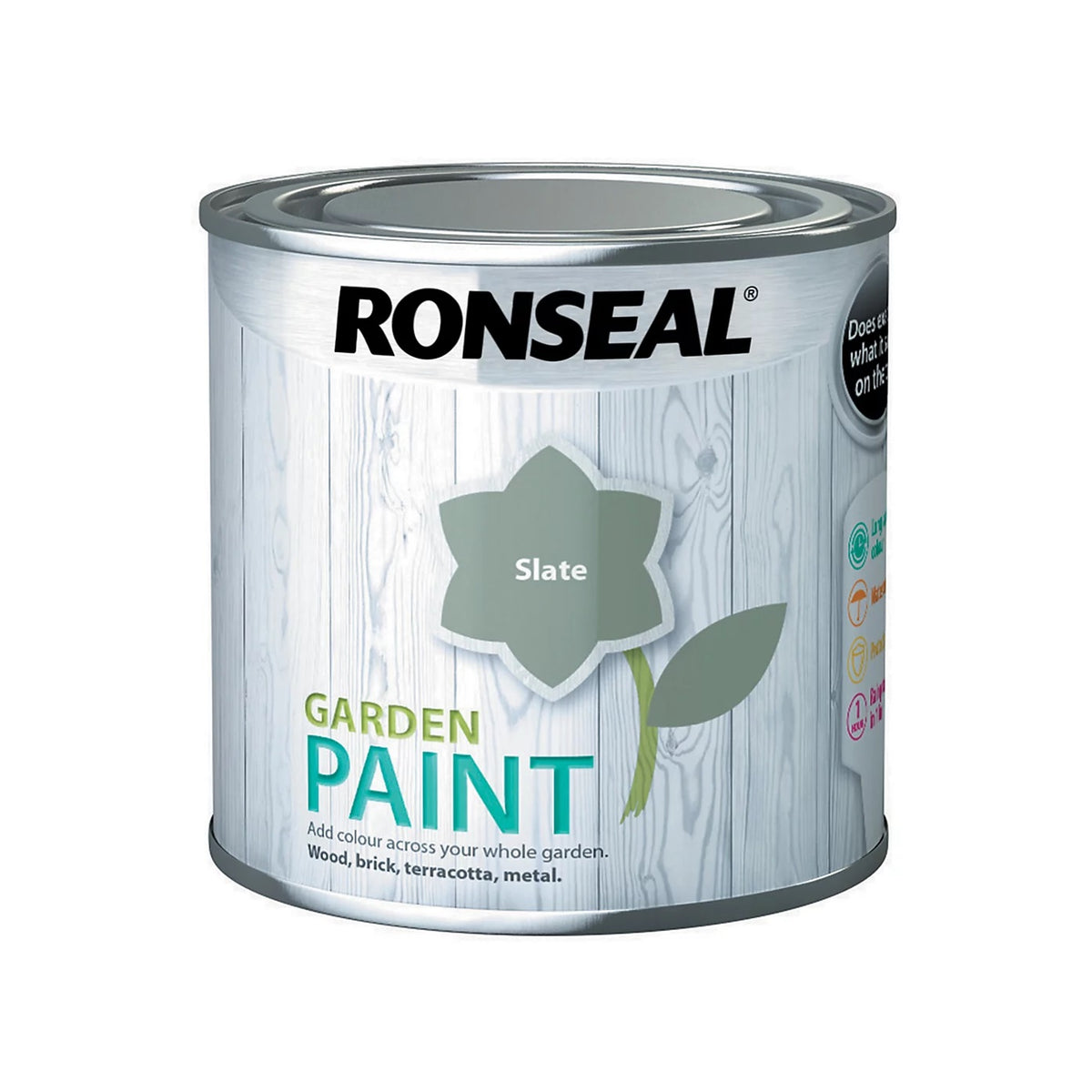 Ronseal Outdoor Garden Paint Slate 250ml 37384 | Long-lasting paint | Waterproof | Touch Dry in 1Hr