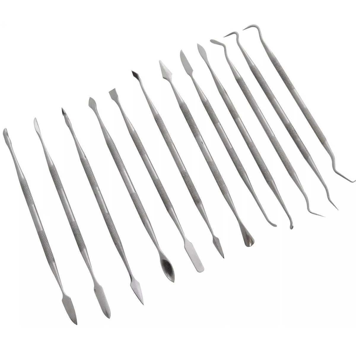 Amtech Wax Carving Set Metallic Silver Assorted Pack of 12 R0330 | Corrosion Resistant Stainless Steel | Ideal for Hobby Craft