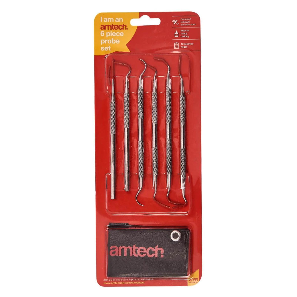 Amtech Heavy Duty Stainless Steel Probe Set Metallic Silver Assorted Pack of 6 R0325