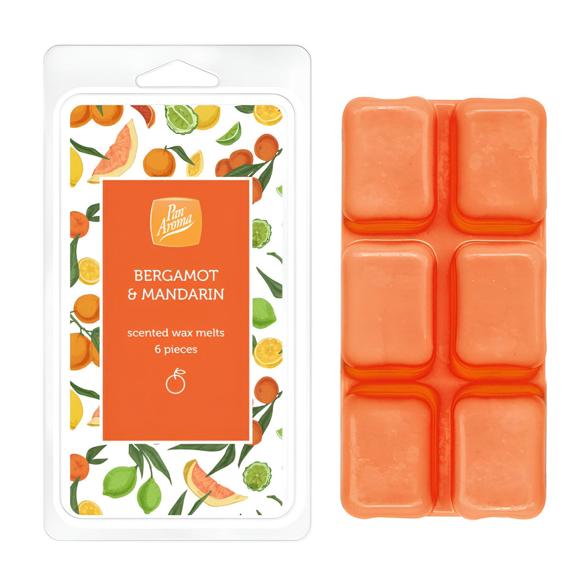 151 Pan Aroma Bergamot and Mandarin Scented Square Wax Melts Orange Pack of 6 PAN0482