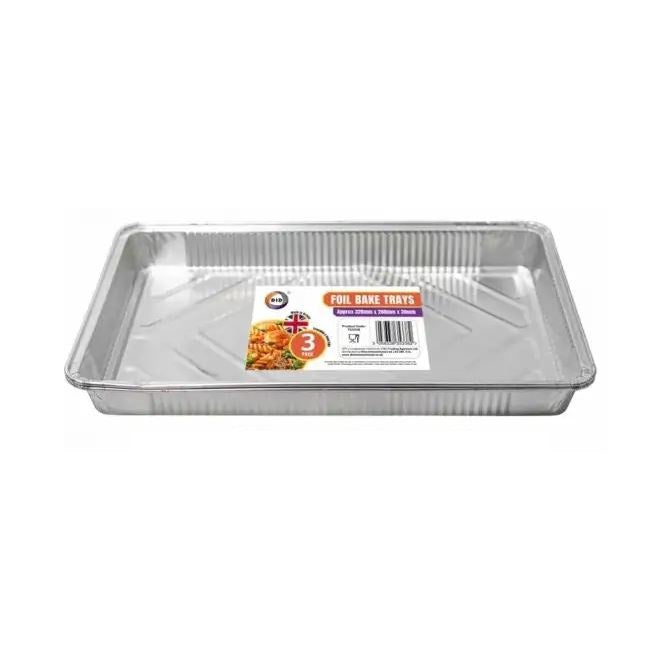 DID Foil Bake Trays Silver 320mm x 200mm x 30mm Pack of 3 FS5338 | Freezable and Oven Safe