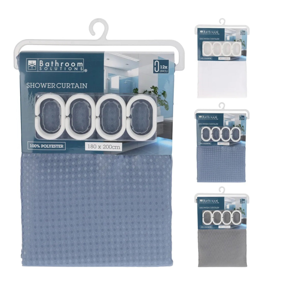 Bathroom Solutions Polyester Shower Curtain Assorted 180cm x 200cm 157554
