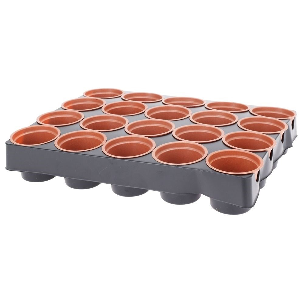 Pro Garden Seedling Pots Set on Tray Brown and Black Pack of 20 156464