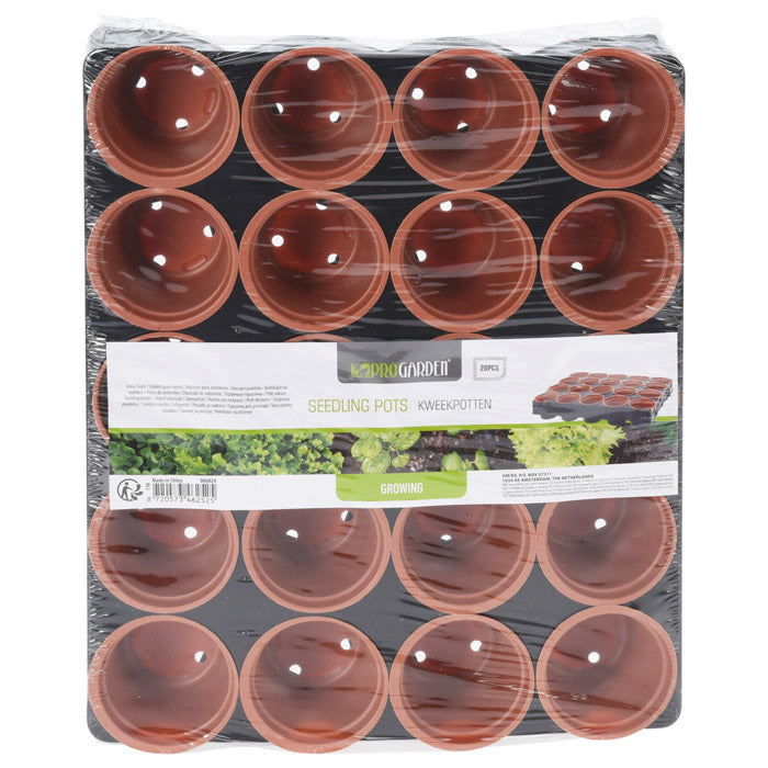 Pro Garden Seedling Pots Set on Tray Brown and Black Pack of 20 156464