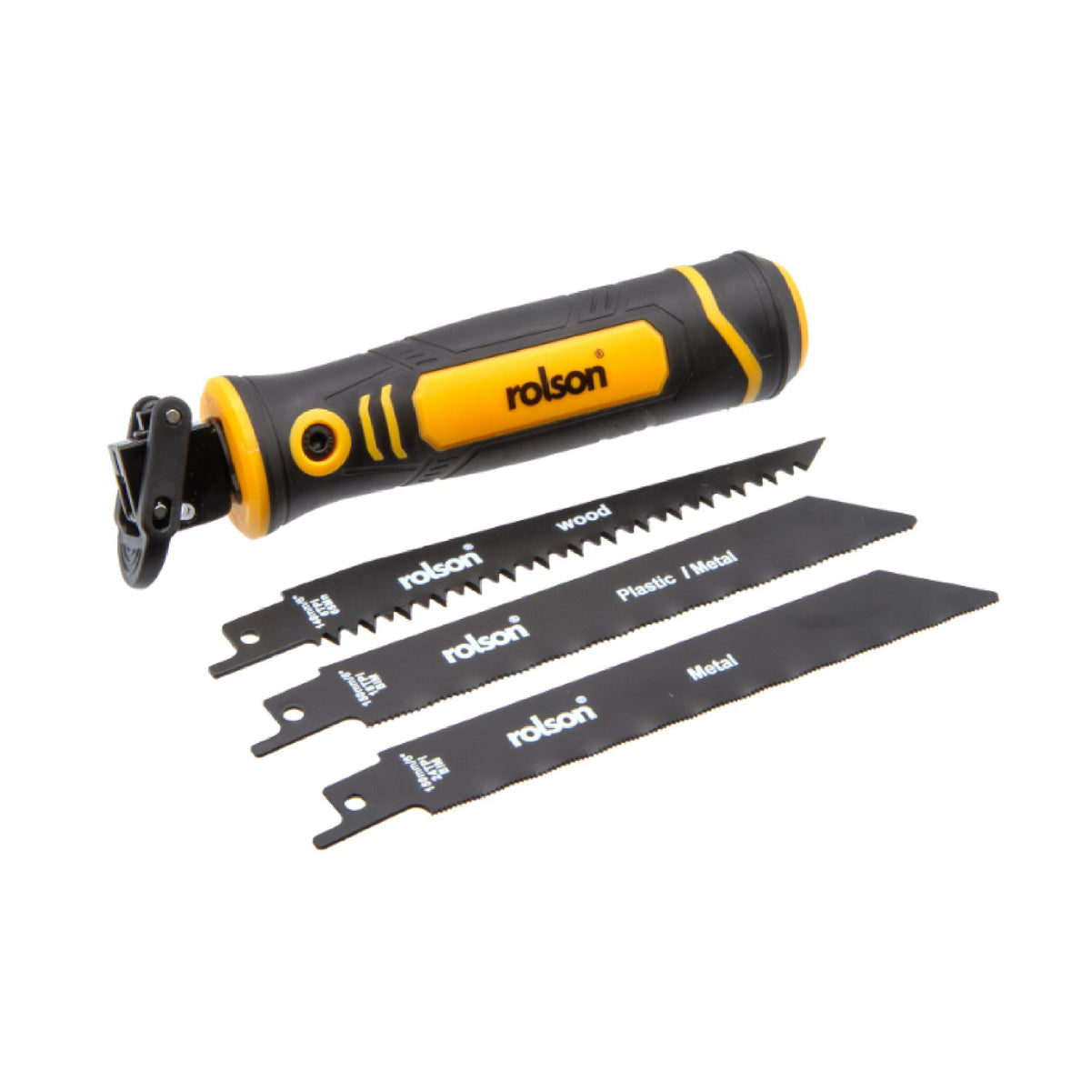 Rolson 3-in-1 Quick Change Multi-Purpose Saw Black and Yellow 58304-T1 | Easy Change Blade | Contains 3 Saw Blades | Quick Release Cushion Grip Handle
