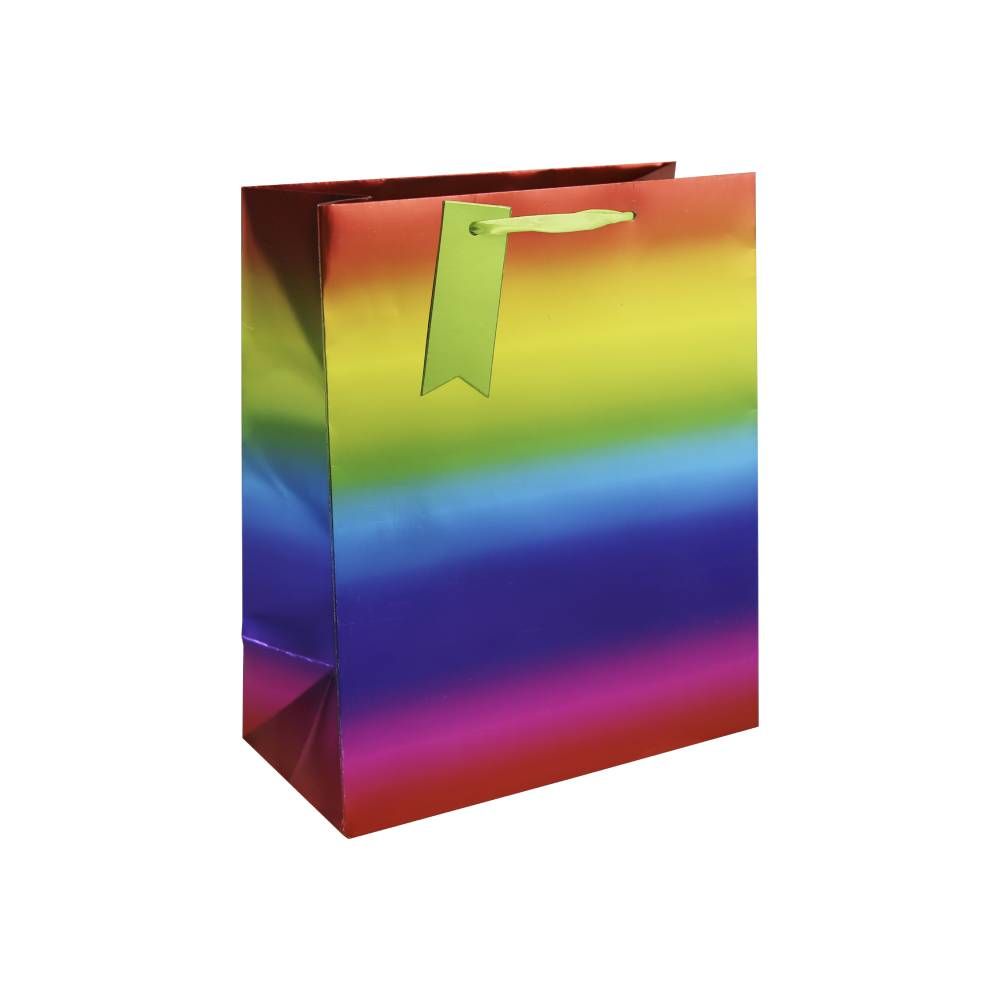 Clairefontaine Eurowrap Rainbow Metallic Gift Bag with Handles Multicoloured Large 26.5cm x 14cm x 33cm Pack of 6 35498-2C | Perfect for Birthdays-Celebrations and Special Occasions