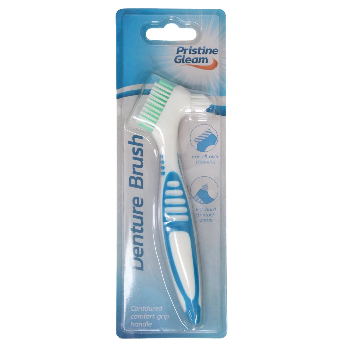 OTL Pristine Gleam Denture Brush Multicoloured 911769 | For All Over Cleaning | For Hard to Reach Areas | Contoured Comfort Grip Handle