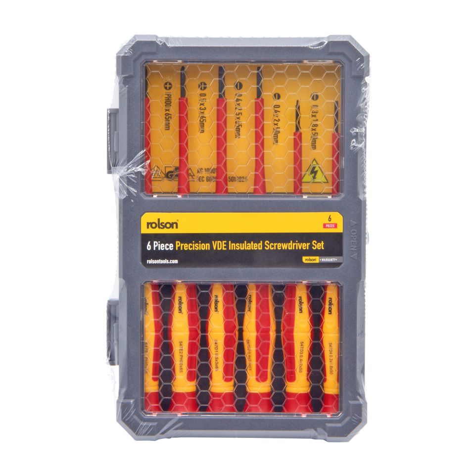 Rolson Precision VDE Insulated Screwdriver Set Red and Yellow Pack of 6 28728-E1