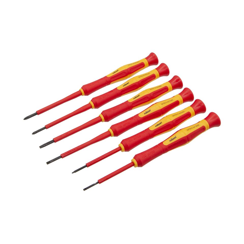 Rolson Precision VDE Insulated Screwdriver Set Red and Yellow Pack of 6 28728-E1