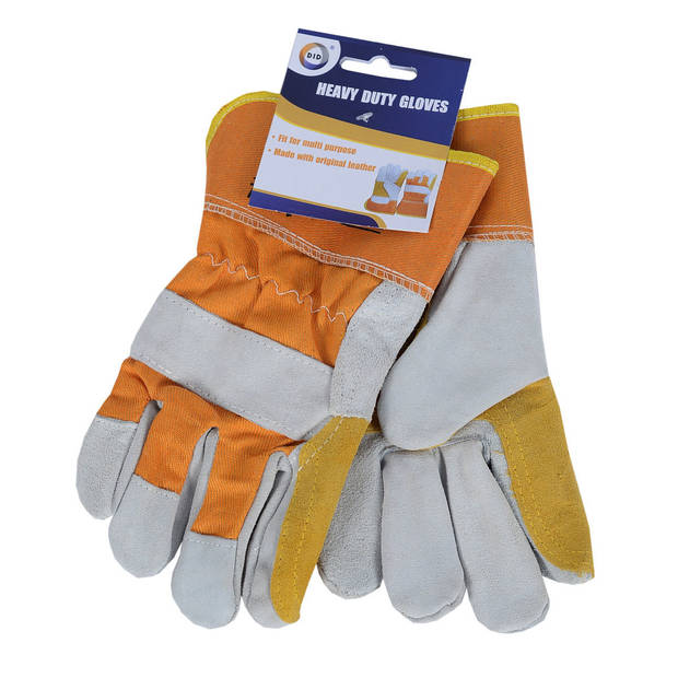 DID Heavy Duty Reflective Rigger Gloves with Leather Palm Yellow and Grey HW5935 | Industrial Work Safety Gloves for Construction and Gardening | High Visibility Design | Tasks that Require An Extra Protection