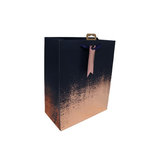 Clairefontaine Eurowrap Distressed Finish Gift Bag with Handles Navy and Copper Large 26.5cm x 14cm x 33cm Pack of 6 35380-2C