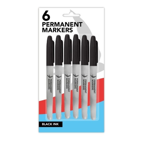 Swift Black Ink Permanent Markers Grey and Black Pack of 6 P3108 | Fine Tip | Quick-Drying | Fade-Resistant | Ideal for Office-School and Home Use