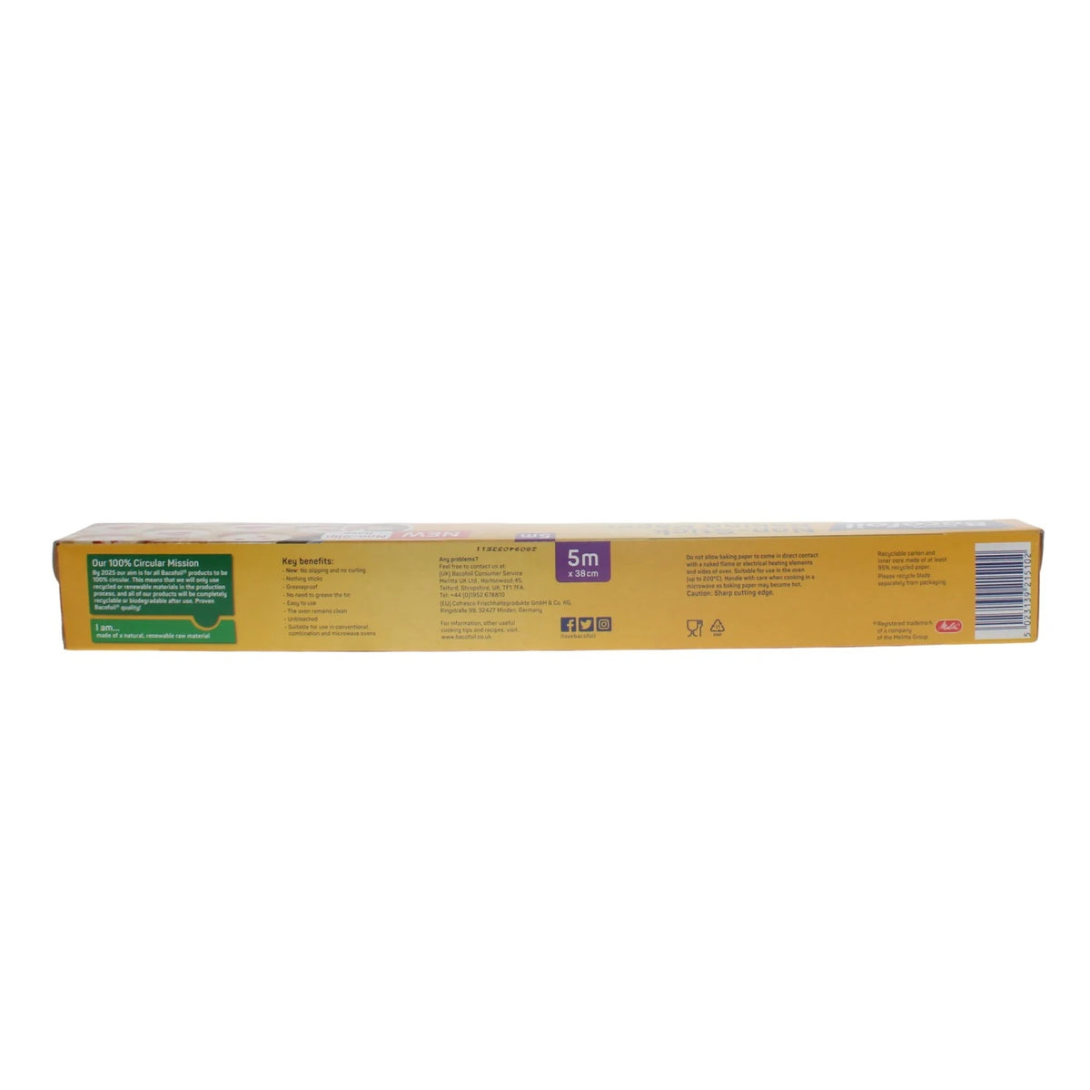 Bacofoil Non Stick Baking Paper Brown 5Mtr x 38cm 28094033011 | No Slipping and No Curling | Nothing Sticks | Greaseproof | Easy to Use | Unbleached