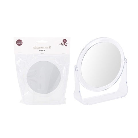Eleganza Double-Sided 2X Magnification Folding Mirror Assorted Design Clear Pack of 1 900877 | Compact Travel Makeup Mirror | Available in Square and Round Shapes