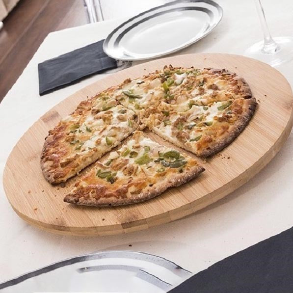 Excellent Houseware Eco-Friendly Round Bamboo Rotating Wooden Charcuterie Board Brown 35cm 157293