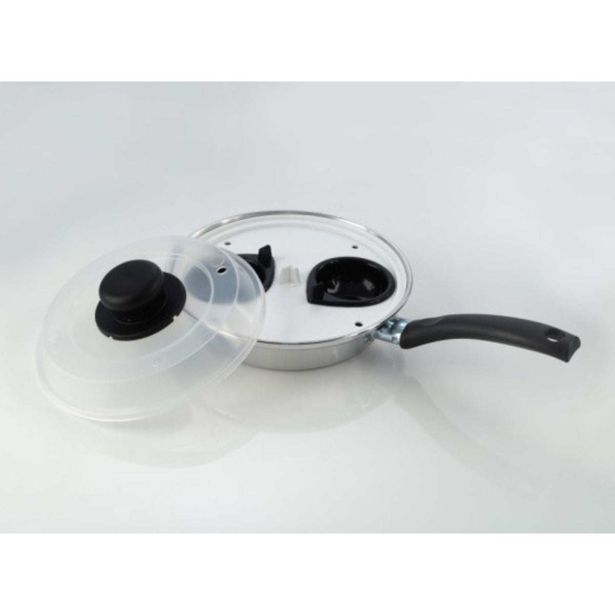 Mtk Housewares Non-Stick Stainless Steel 2 Cup Egg Poacher with Lid Multicoloured 20cm 010 | Heat-Resistant Handle | Perfect for Poached Eggs-Breakfast and Healthy Cooking