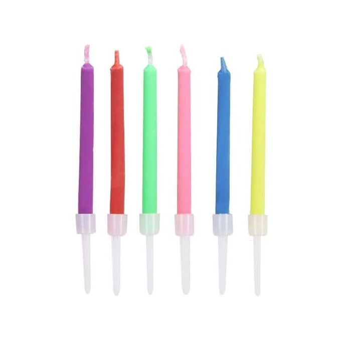 Colorflame Birthday Cake Decoration Candles Assorted Colors Pack of 6 HA040 | Indoor Atmosphere