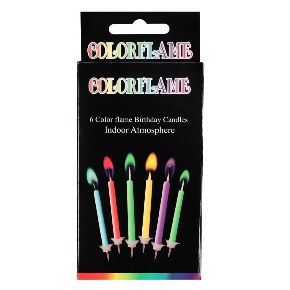 Colorflame Birthday Cake Decoration Candles Assorted Colors Pack of 6 HA040 | Indoor Atmosphere